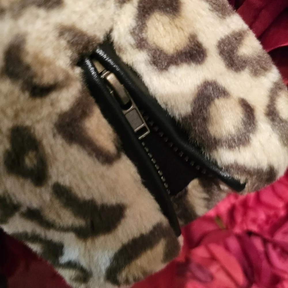 Children's Place 6-9 Months Leopard Coat with Leather Trim Like New